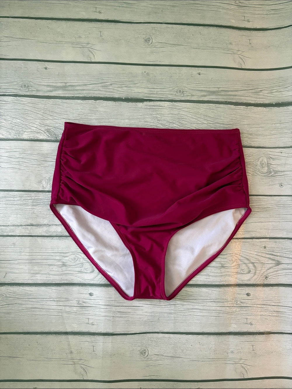 High-Waist Bikini Bottoms in Raspberry - Women's Swim